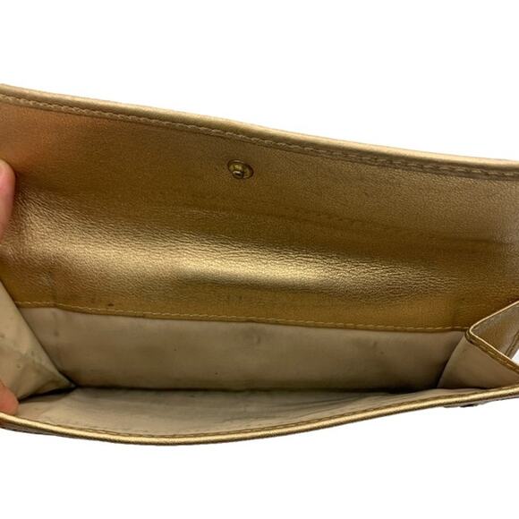 COACH Brown and Gold Canvas Turnlock Wallet - Picture 7 of 8